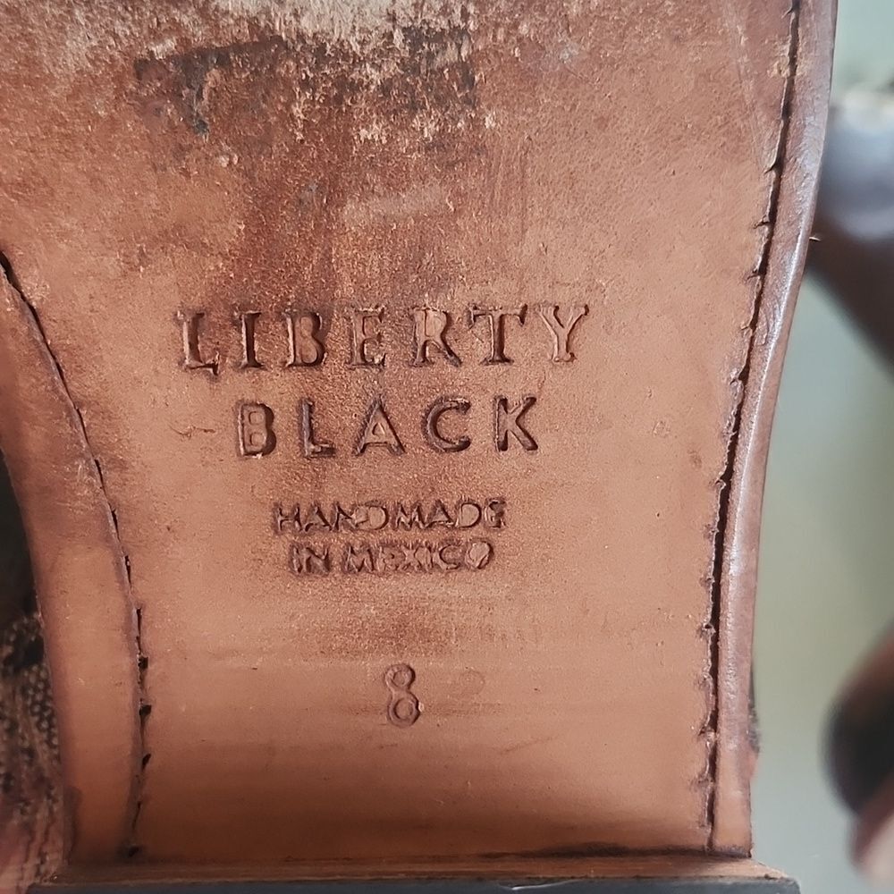 Liberty Black Sally Leather Ankle Boots Size 8 Western Boho Chic Coastal Cowgirl - Picture 10 of 11